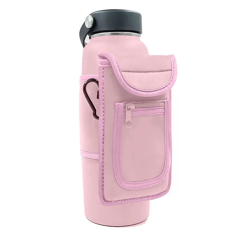 Large capacity cloth fabric cup sleeve with magnetic closure for kettle and sports bottle protection