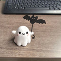 Mini ghost walking dog resin statue Halloween ornament with bat