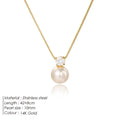 St Delan simple pearl zircon necklace for women in stainless steel with gold or steel colour options