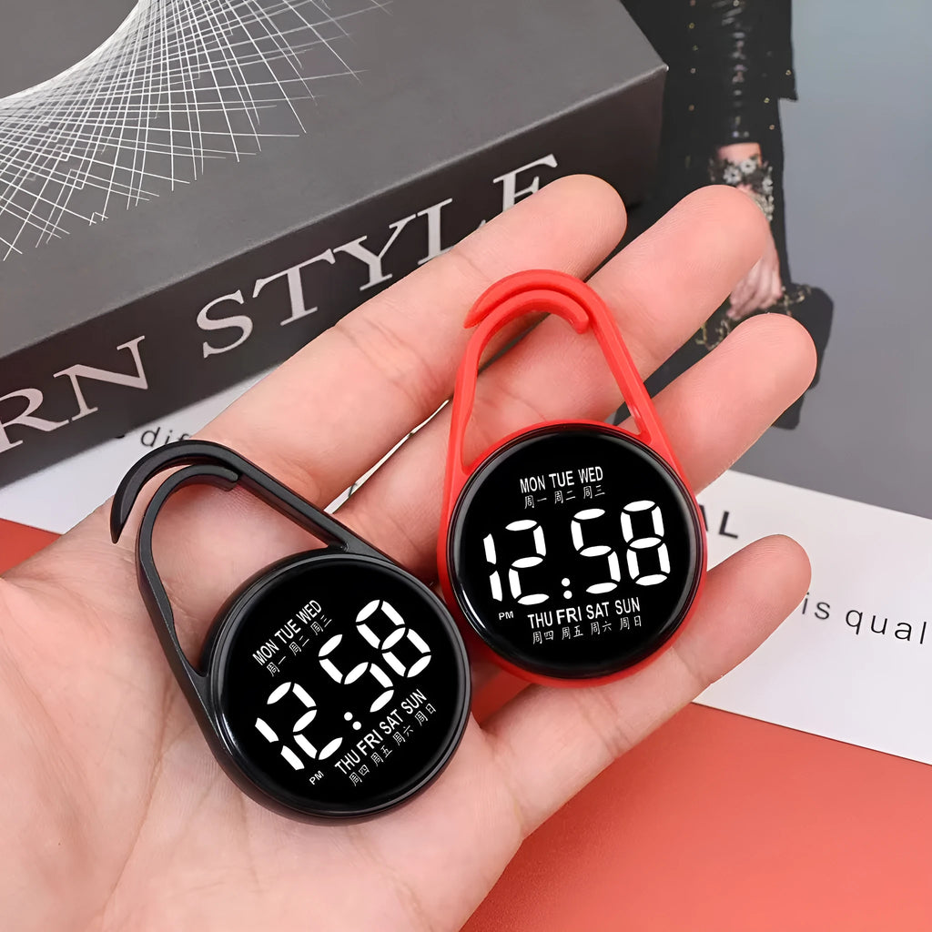 LED electronic watch with weekday display in waterproof mini design showing ten colour options