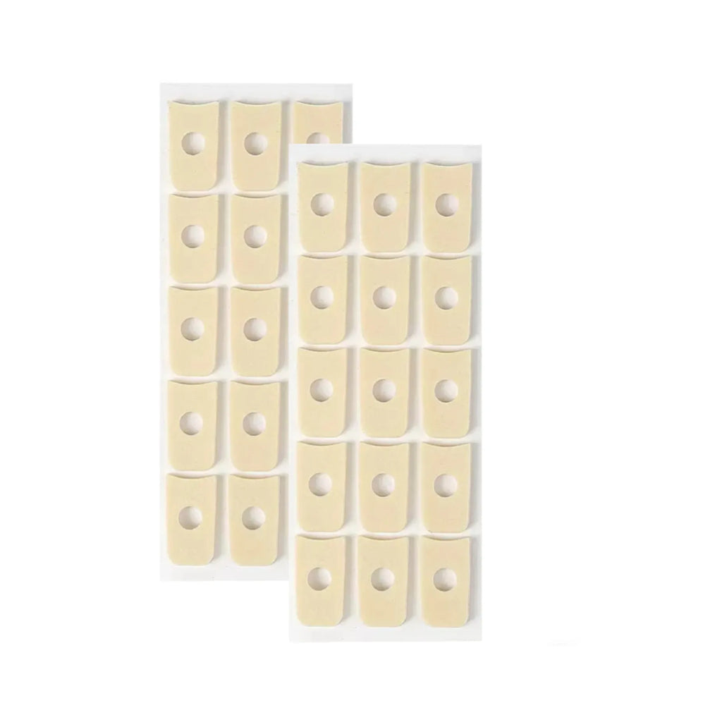 Women's lightweight PU protective toe pads showing four shapes: large oval, small oval, U-shaped, circular section