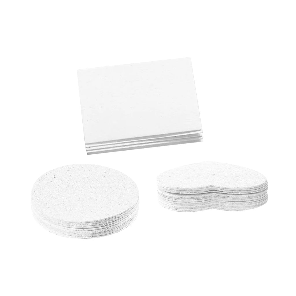 Painting sponge set with heart, round and square wood pulp paper sponges and six fountain pens