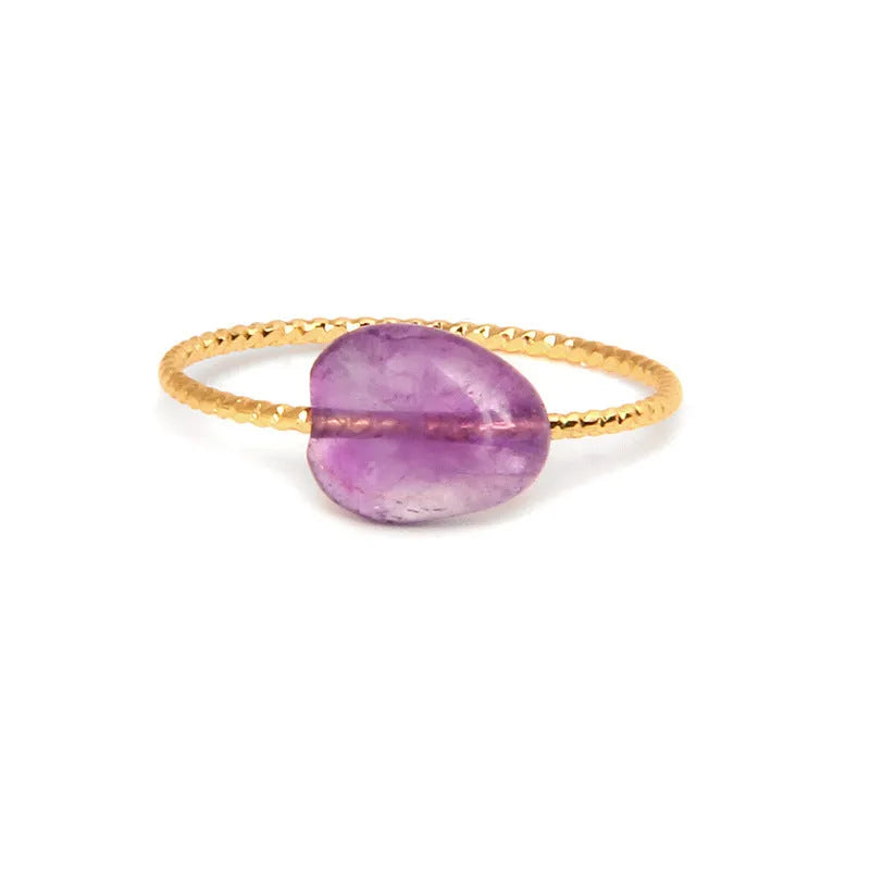 Geometric-shaped agate stone ring for women in various colour options on a neutral background.