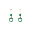 Green Chinese cheongsam peace buckle shape earrings with geometric design elements