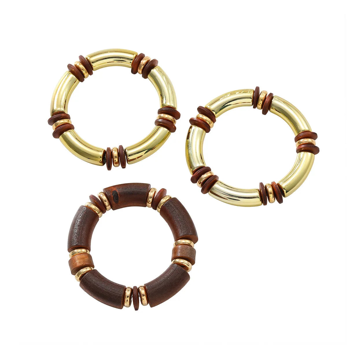 Women's multi-layer wooden necklace and bracelet set with alloy pendants in European exaggerated fashion style