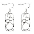 Geometric round earrings with irregular square design in antique silver zinc alloy