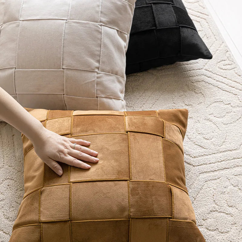 Square chenille woven cushion in 50x50cm size with feather velvet filler