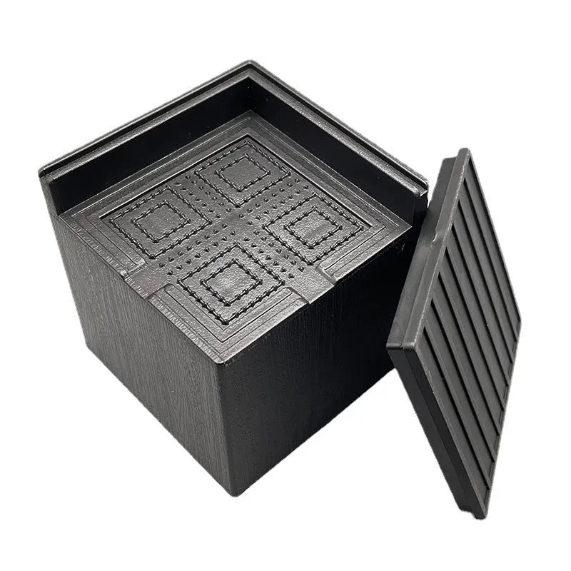 Four black plastic thickened foot mats for bed legs and sofa feet