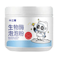 Bottle of biological enzyme bubble powder laundry detergent for stain removal and colour protection.
