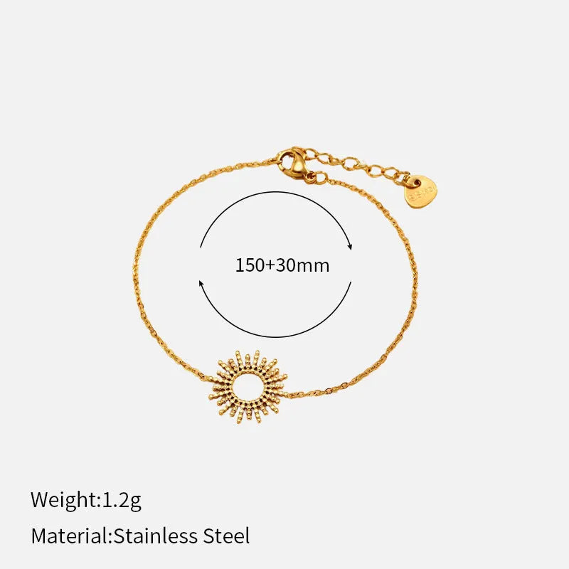 Sunflower Series gold geometric chain necklace and bracelet jewellery set for women
