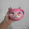 American style resin cat cup decorative figurine in purple, green, blue, or pink.