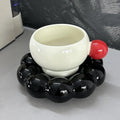 Ceramic coffee set with 250ml cup and matching dish in Nordic style solid colours