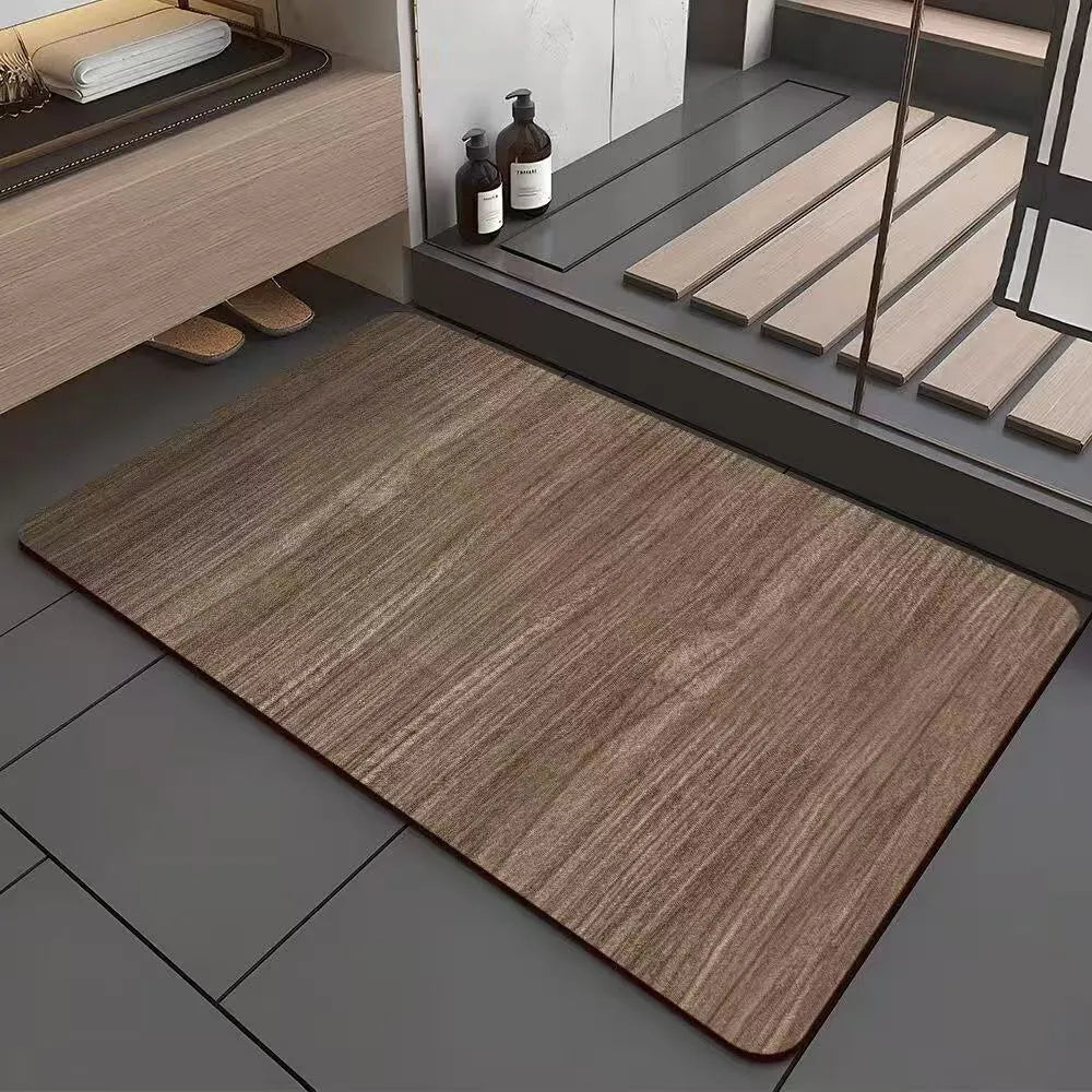 Square wood grain pattern floor mat for shower room in diatom ooze material