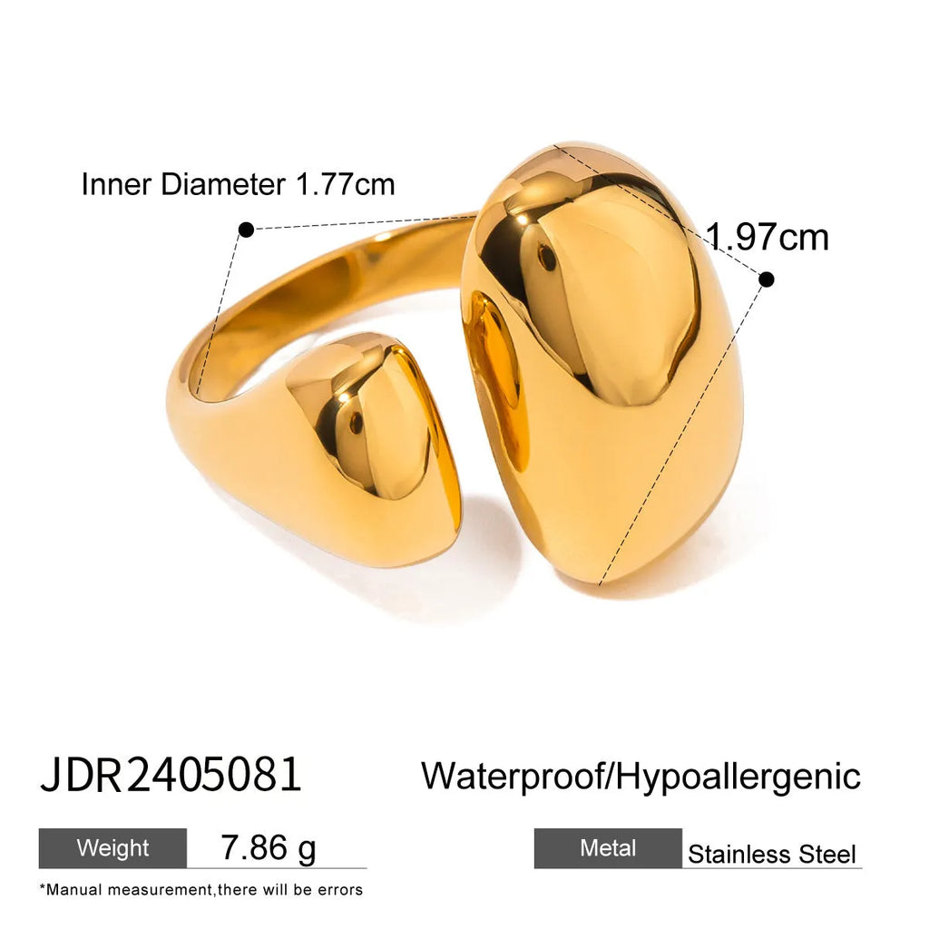 Stainless steel geometric open ring with electroplated finish in colour JDR2405081