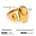 Stainless steel geometric open ring with electroplated finish in colour JDR2405081