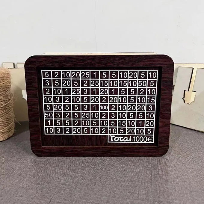Wooden digital coin bank with LED electronic counter display in currency library design