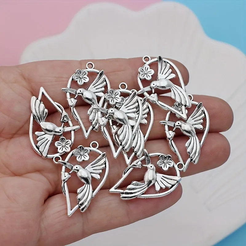 Electroplated alloy magpie bird pendant charm for DIY jewellery making