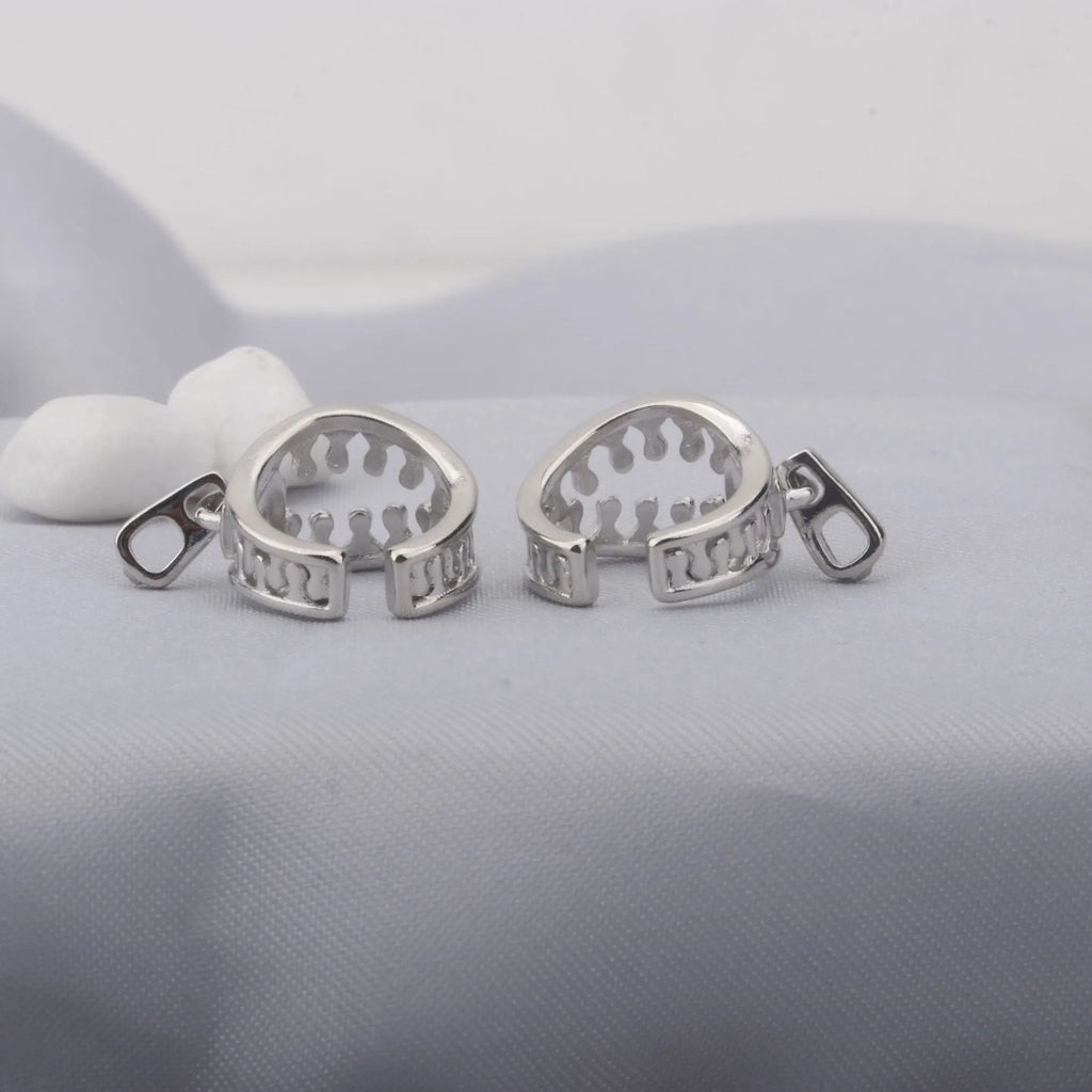 Copper geometric ear clip earrings with minimalist line design in colour ES862