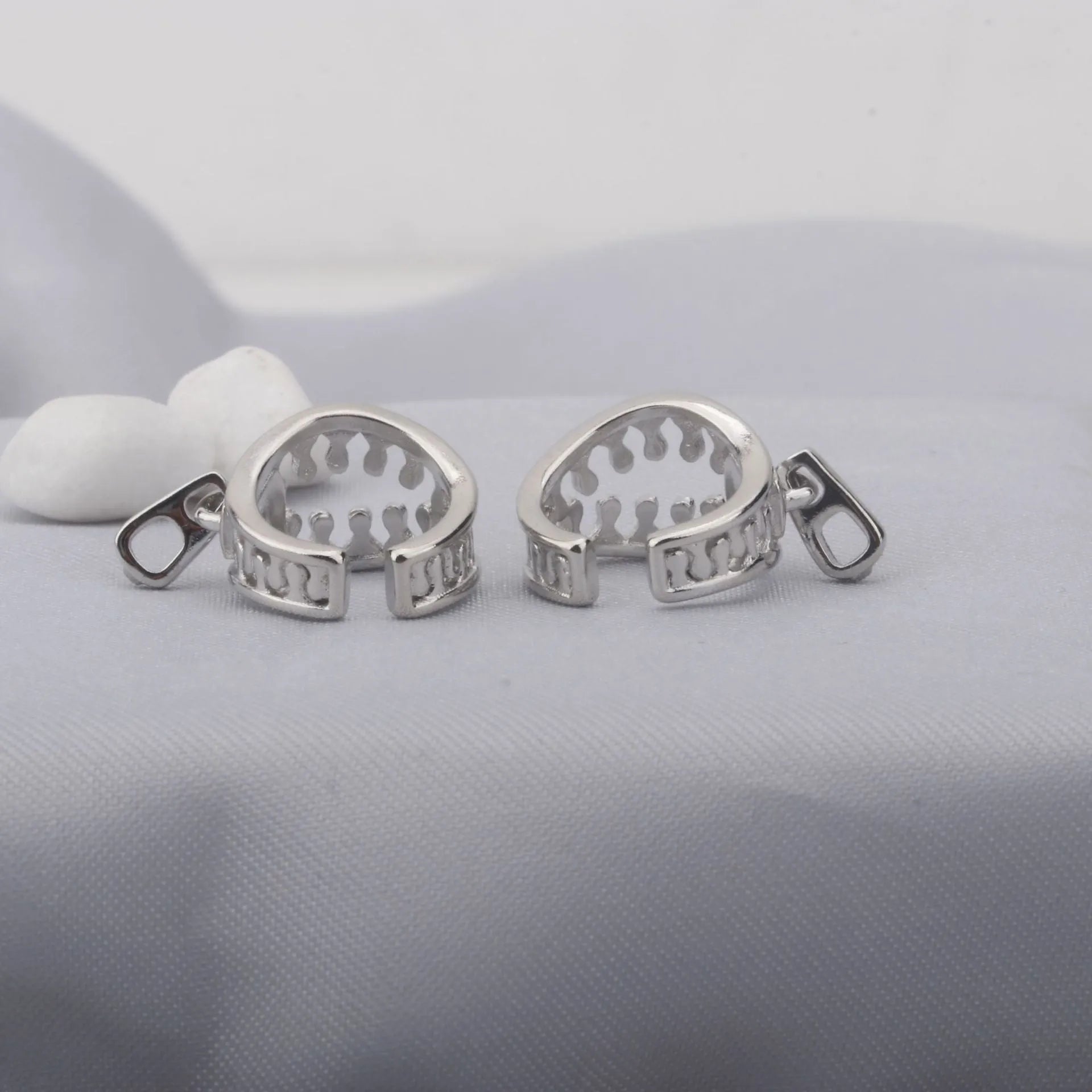 Copper geometric ear clip earrings with minimalist line design in colour ES862