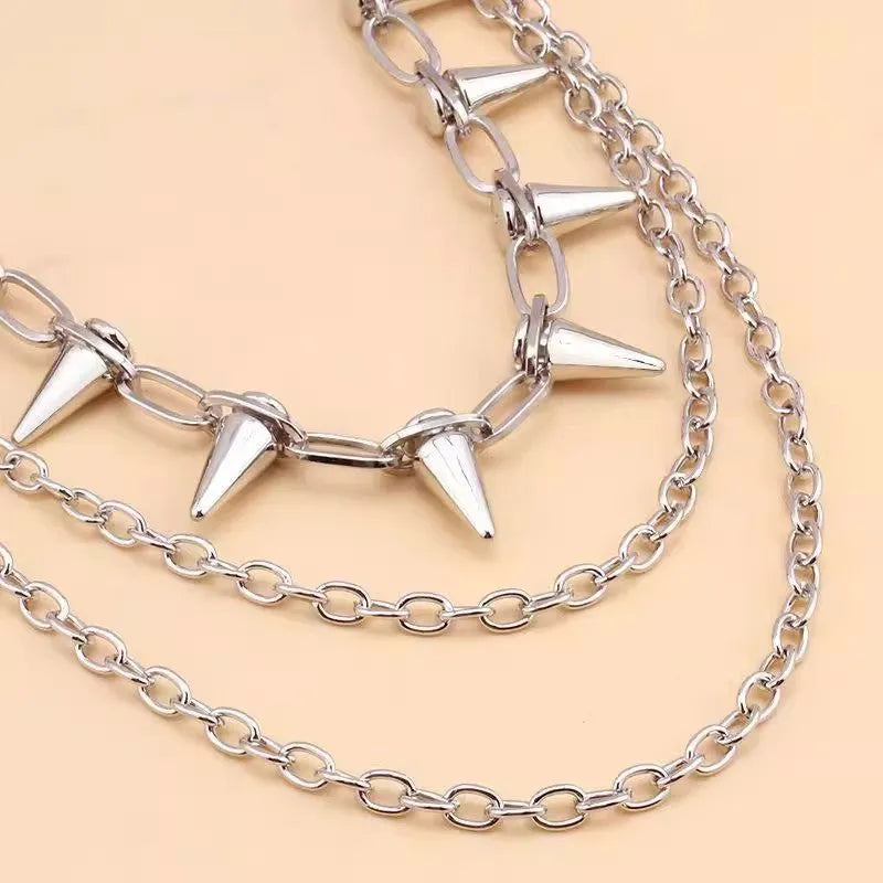 Silver metal pants chain with double-layer design and 115cm length for trouser ornamentation