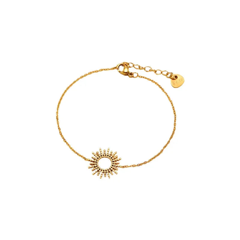 Sunflower Series gold geometric chain necklace and bracelet jewellery set for women