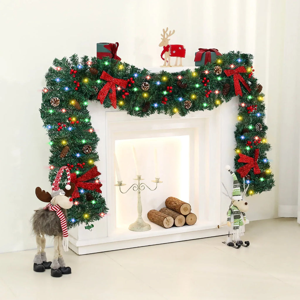 Christmas rattan pine cone bow decorative showcase with European style design and optional lighting