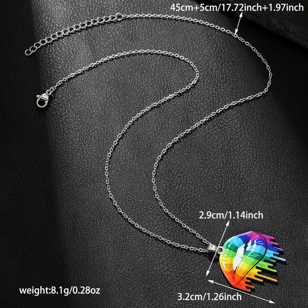 Stainless steel necklace and matching friendship bracelet with inspirational colour printing