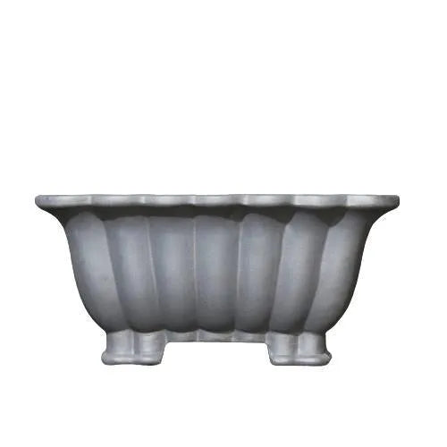 Square purple sand ceramic bonsai pot with 37x15cm inner diameter on desktop