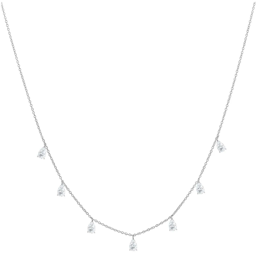 Gentle drop-shaped artificial zircon pendant on an adjustable 925 silver O-chain necklace.