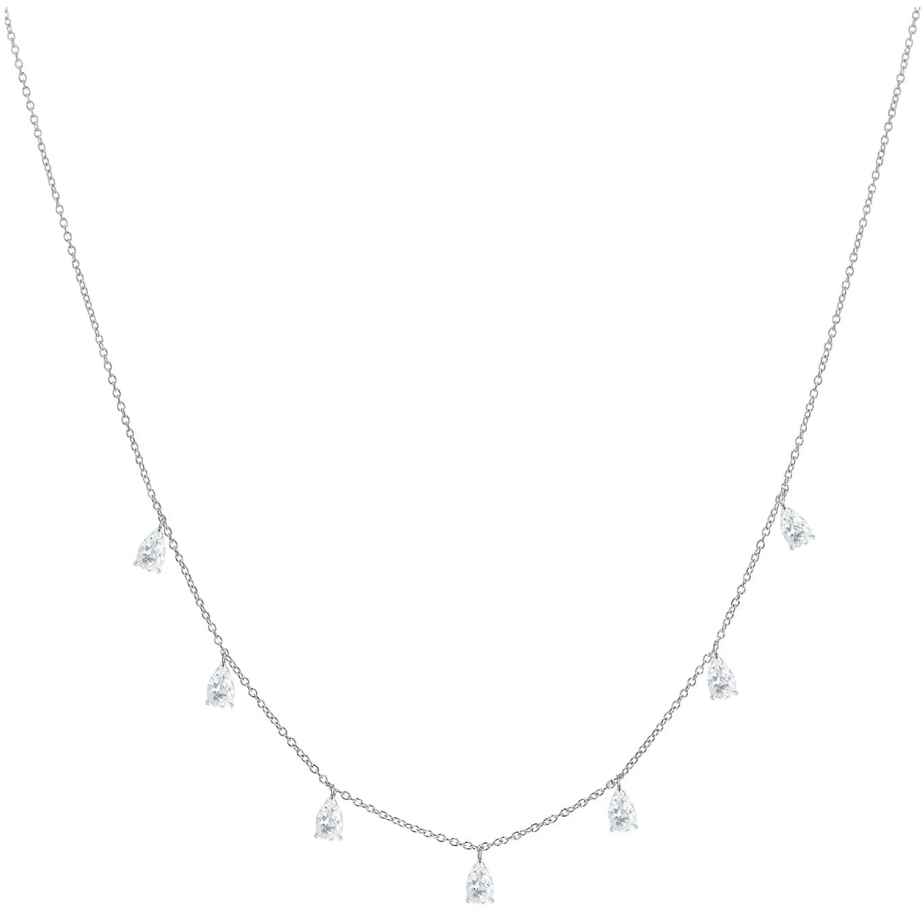 Gentle drop-shaped artificial zircon pendant on an adjustable 925 silver O-chain necklace.