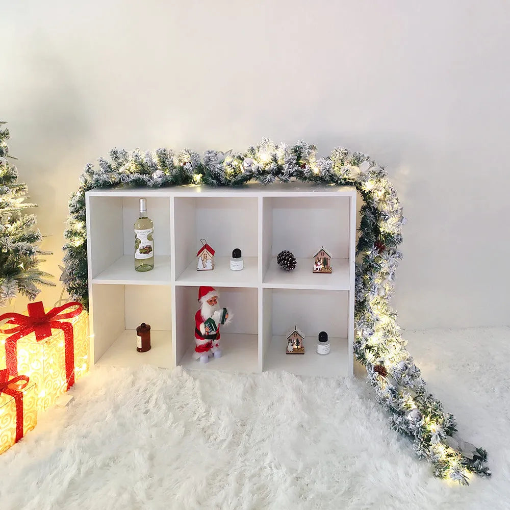240cm long Christmas rattan garland with white flocking in a choice of five festive colours