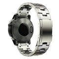 Replacement strap for Garmin Fenix watches in silver, black and titanium colours with 22mm and 26mm width options