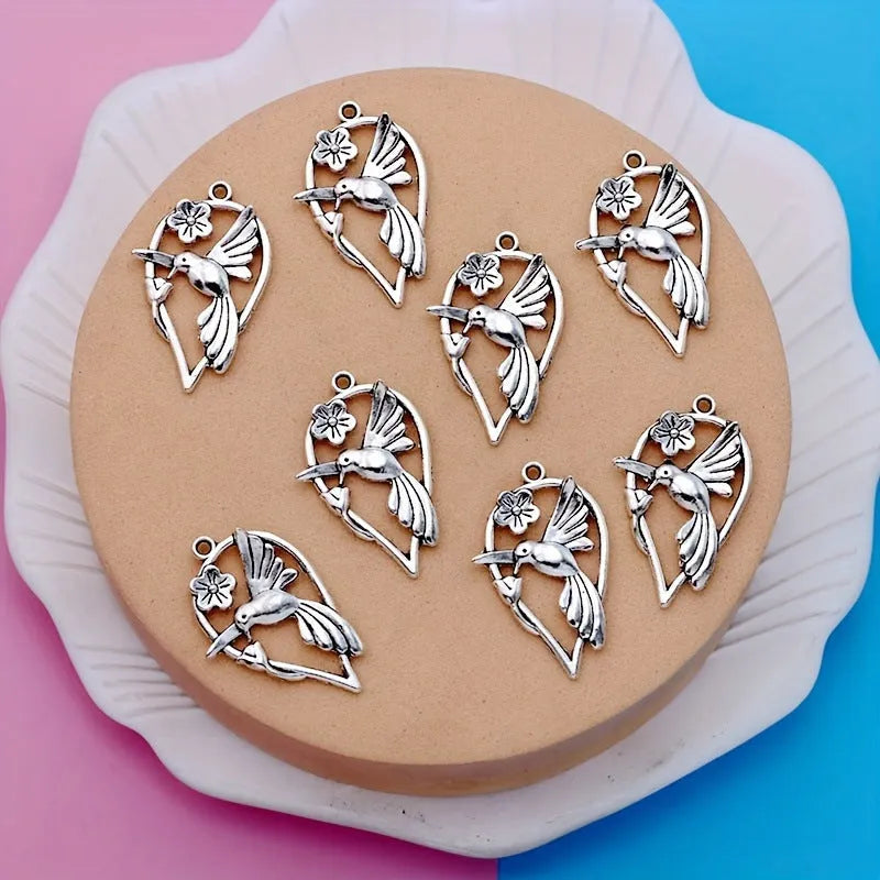 Electroplated alloy magpie bird pendant charm for DIY jewellery making