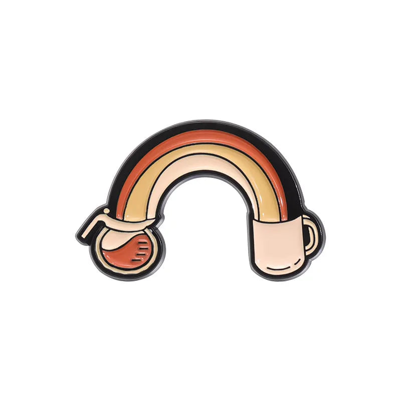 Creative cartoon coffee drink cup alloy brooch with baking varnish finish in colour QHXZ1759