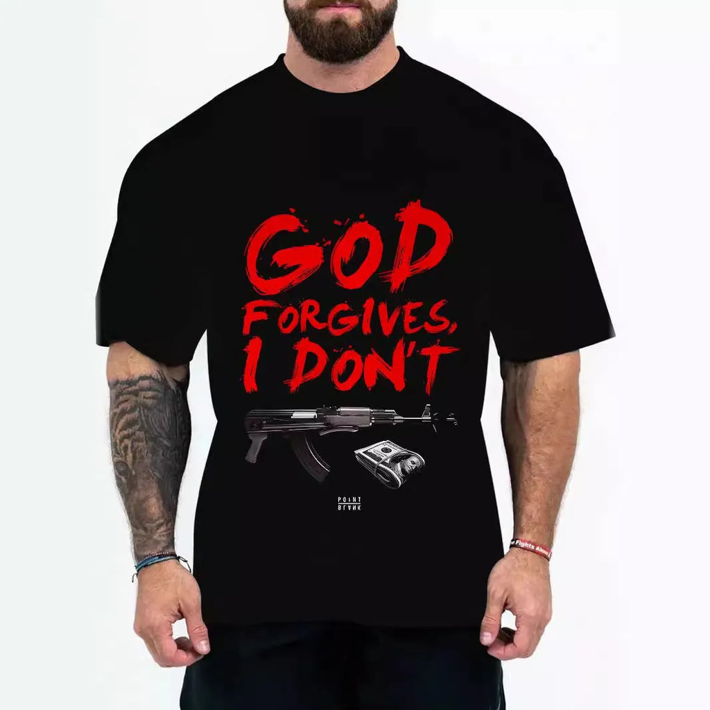 Men's loose fit graphic T-shirt in thin fabric showing Coloured Letters design