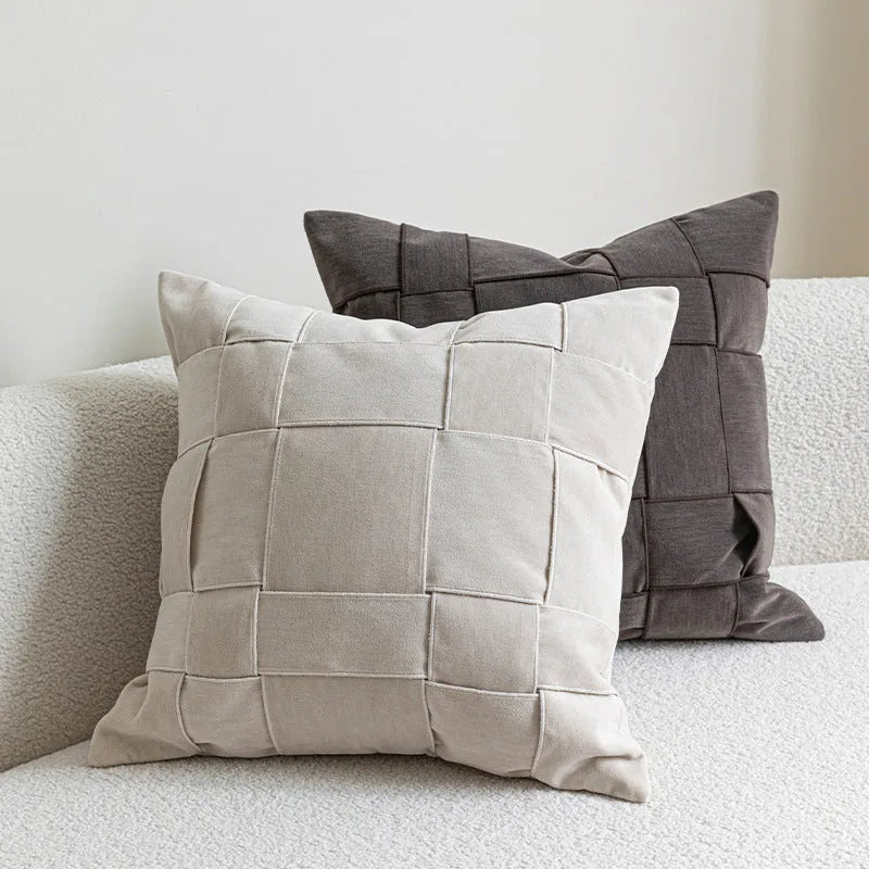 Square chenille woven cushion in 50x50cm size with feather velvet filler