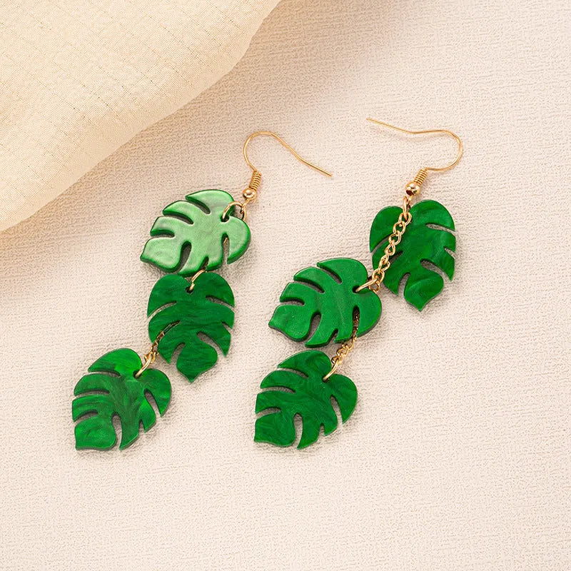 Acrylic drop earrings with coconut and jackfruit charm on alloy hooks in one of five colour styles.