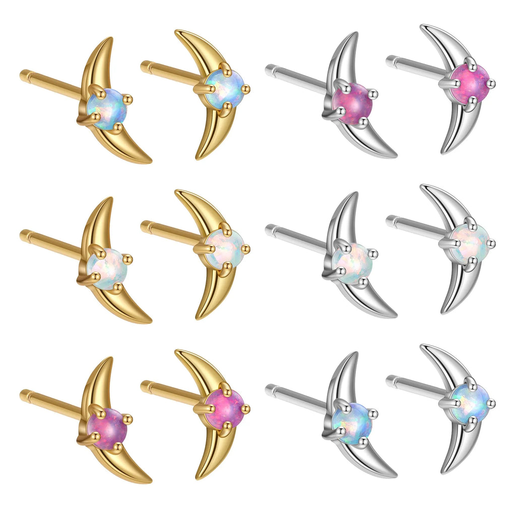 925 sterling silver geometric earrings with electroplated finish and stone accents in platinum or gold colour