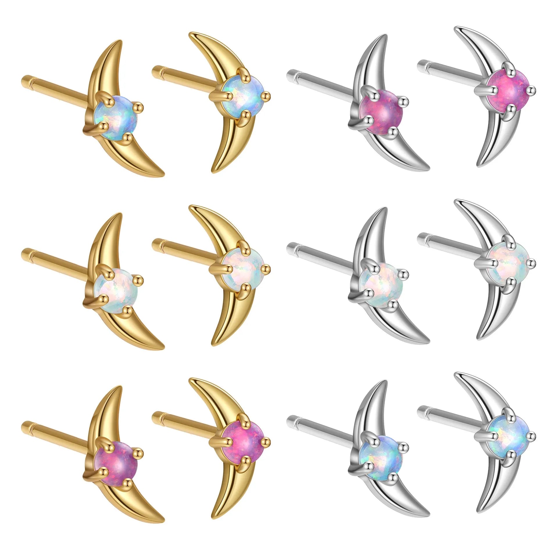 925 sterling silver geometric earrings with electroplated finish and stone accents in platinum or gold colour
