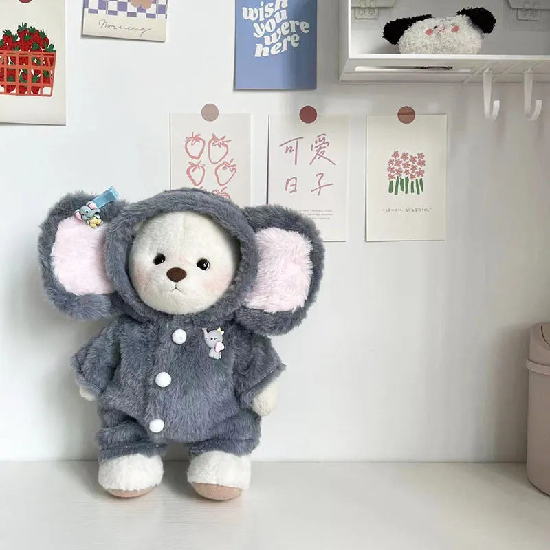 Grey elephant plush jumpsuit costume for 30cm Lina bear doll