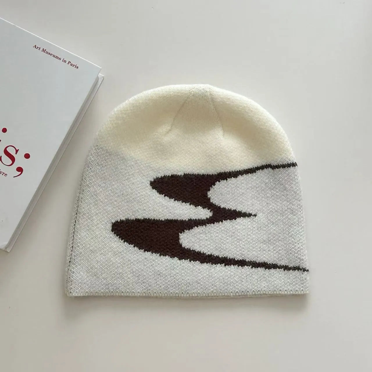 Acrylic knitted beanie hat for men and women in black, grey, or white, size M 56-58cm