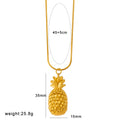 Stainless steel fruit pendant necklace with apple, banana, strawberry designs on regular chain