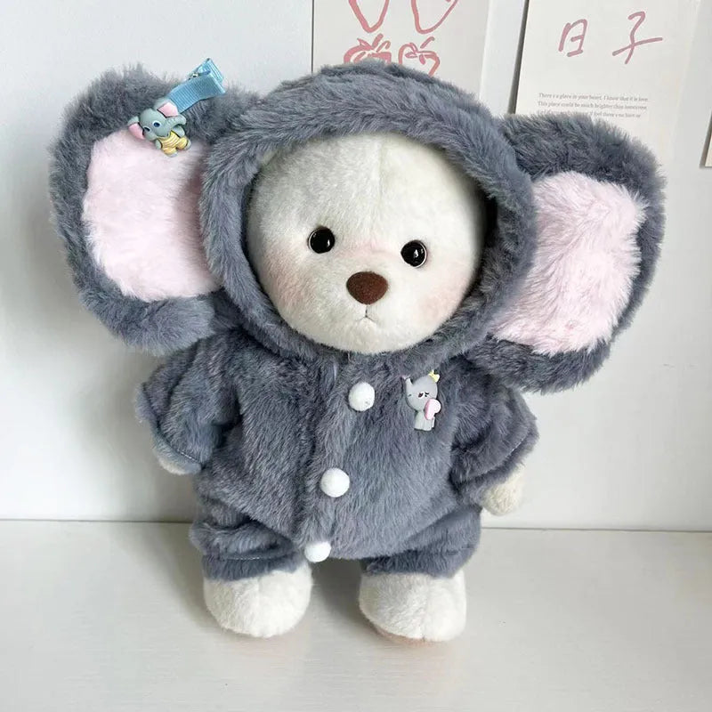 Grey elephant plush jumpsuit costume for 30cm Lina bear doll