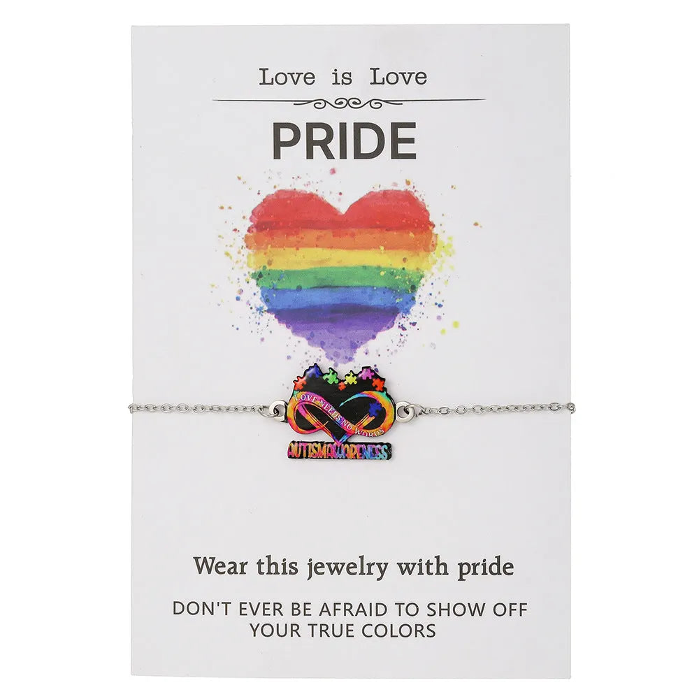 Stainless steel necklace and matching friendship bracelet with inspirational colour printing
