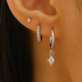 Geometric ladies jewellery three-piece set with zircon stones in gold and white colour options