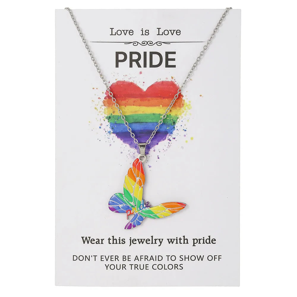 Stainless steel necklace and matching friendship bracelet with inspirational colour printing