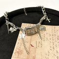 Women's dark multi-layer cross necklace with adjustable hemp flower chain design