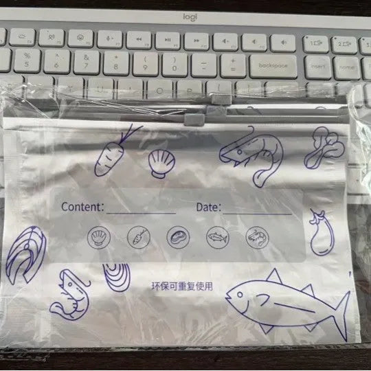 Pack of aluminium foil sealed food storage bags in small, medium, and large sizes.
