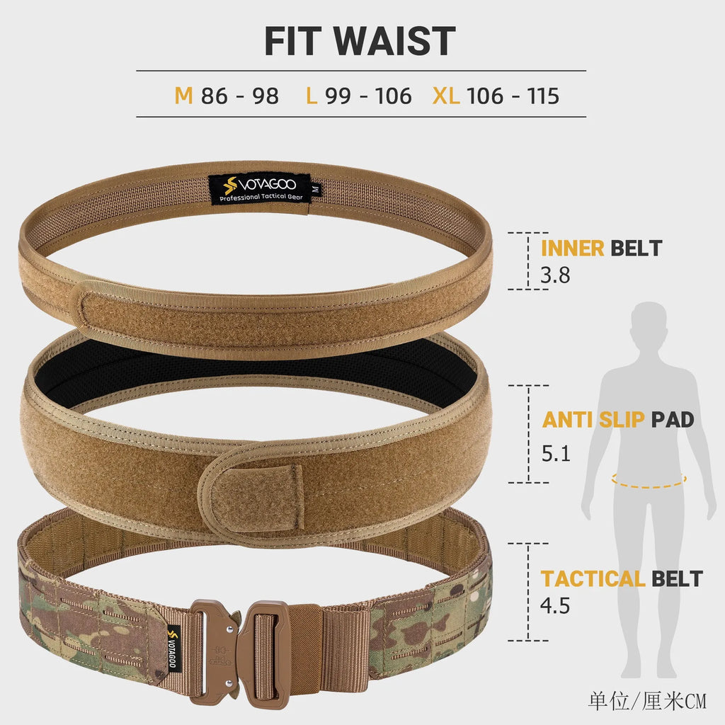 VOTAGOO army-style quick-release tactical belt in CP camouflage with alloy buckle on nylon webbing.