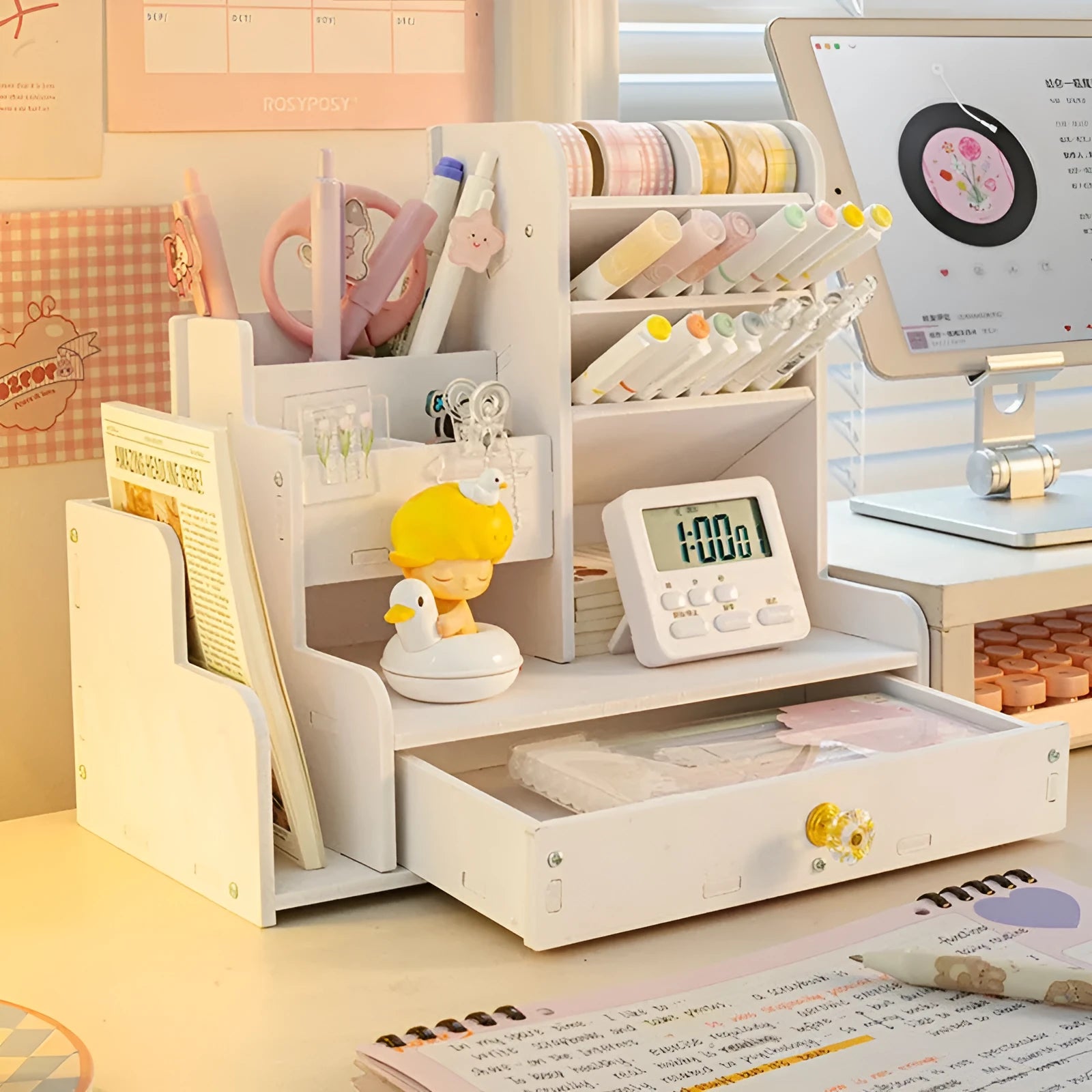 Square plastic pen holder storage box with oblique insertion slots in multiple grid configurations